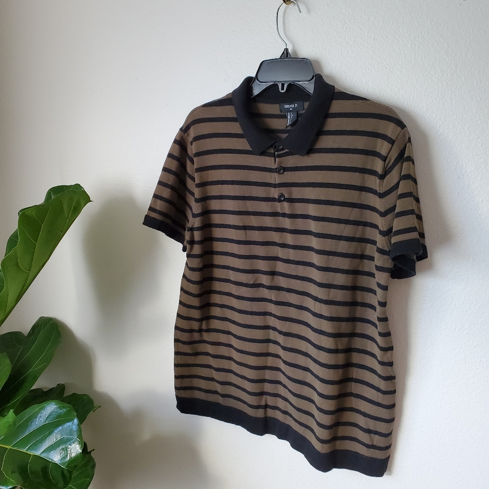 Forever 21 Black and Green Polo Shirt